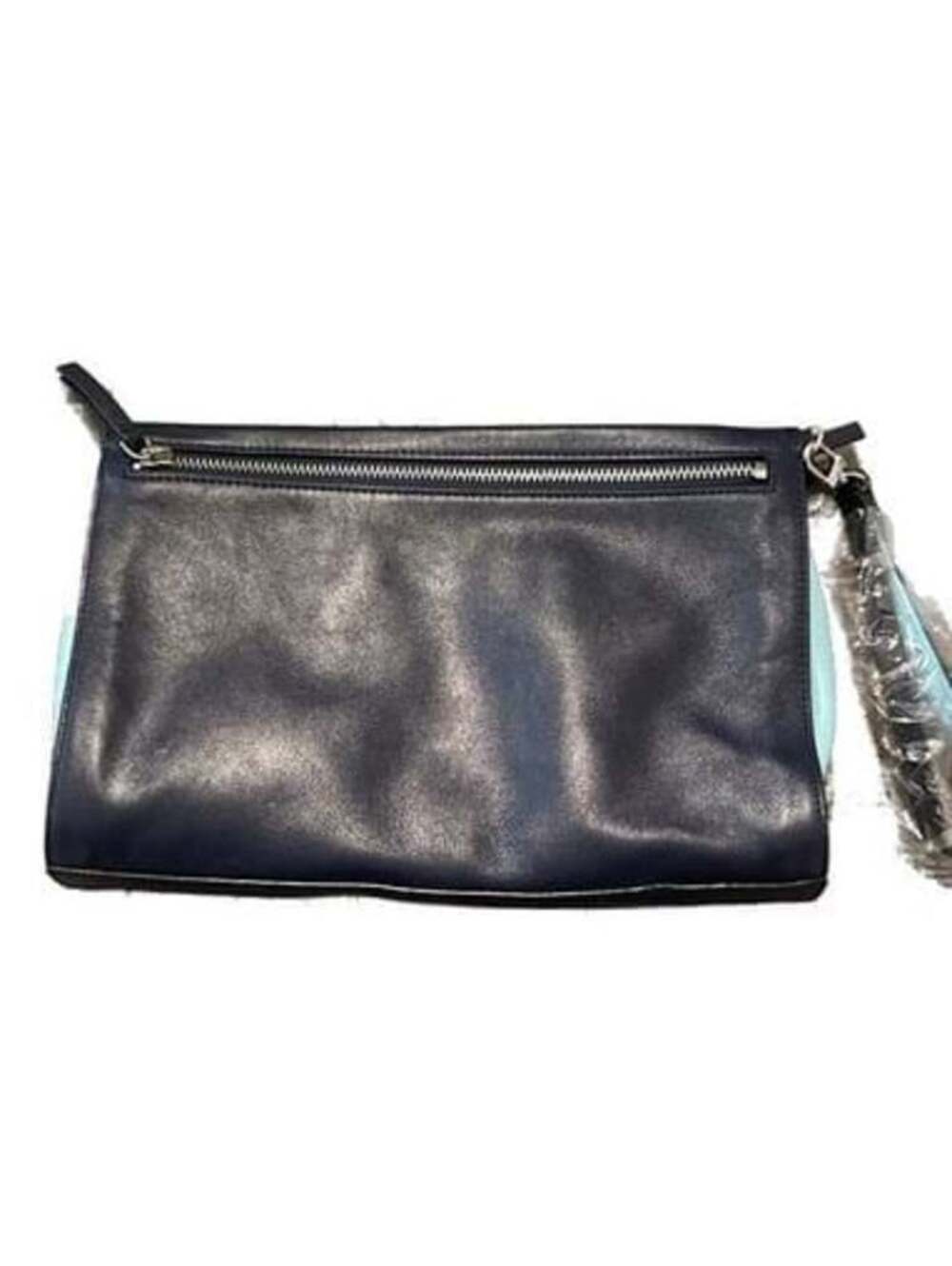 Halogen Navy and Lt Blue Large Leather Clutch Bag